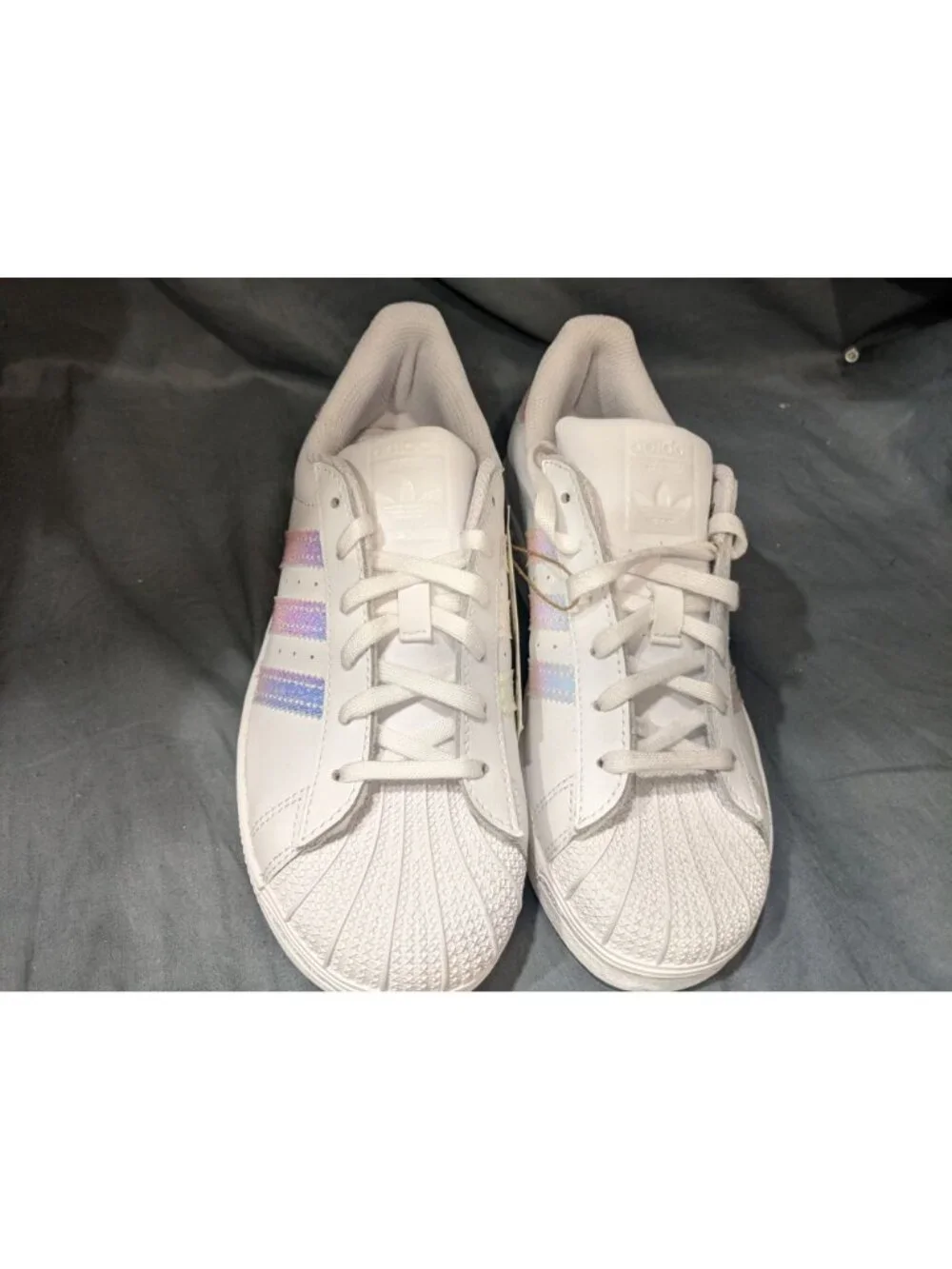 Adidas Superstar C Sneakers White/Halo Blue JQ1789 Girls Size 3 NEW NO BOX!